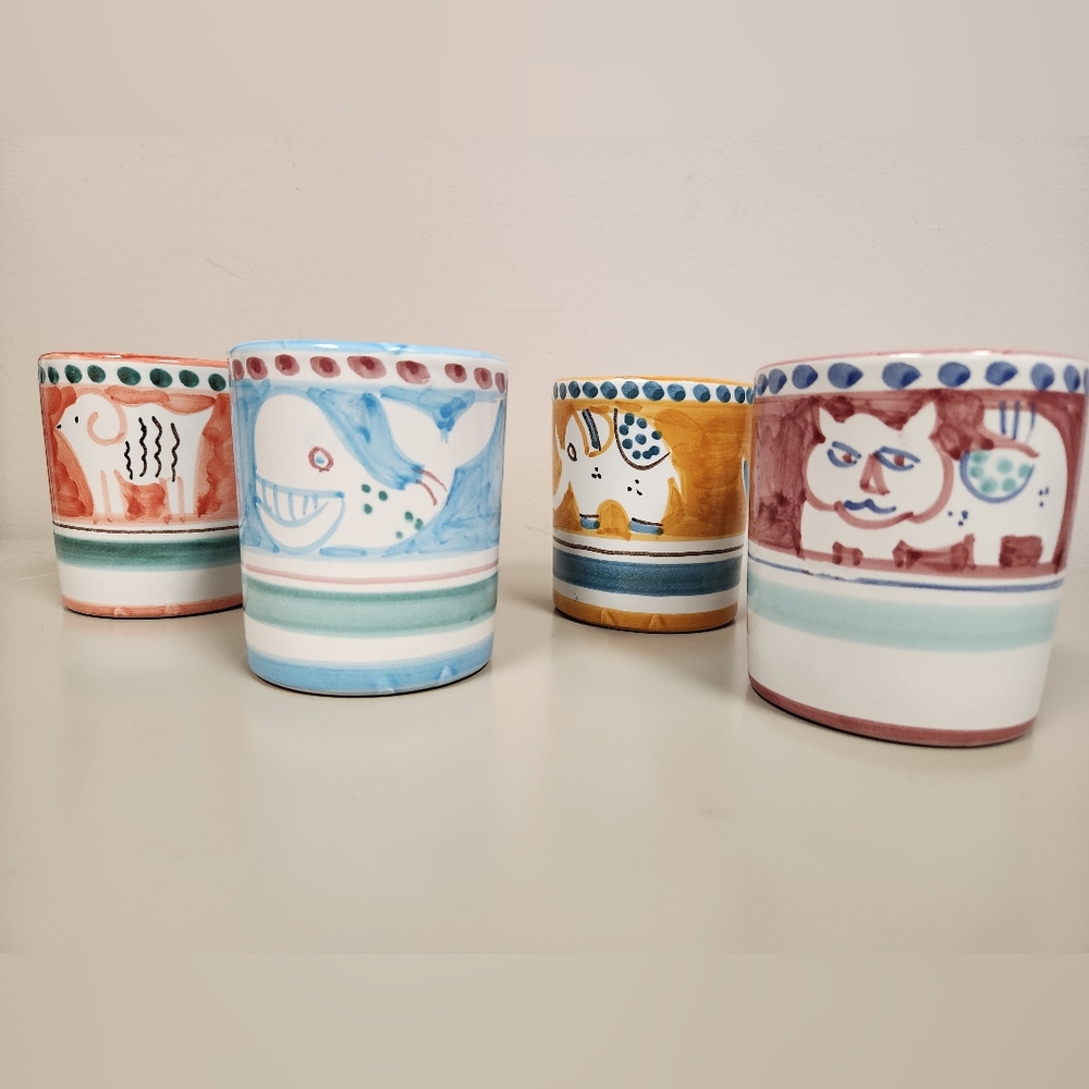 Set of 4 Vintage Vietri Hand Painted Mugs